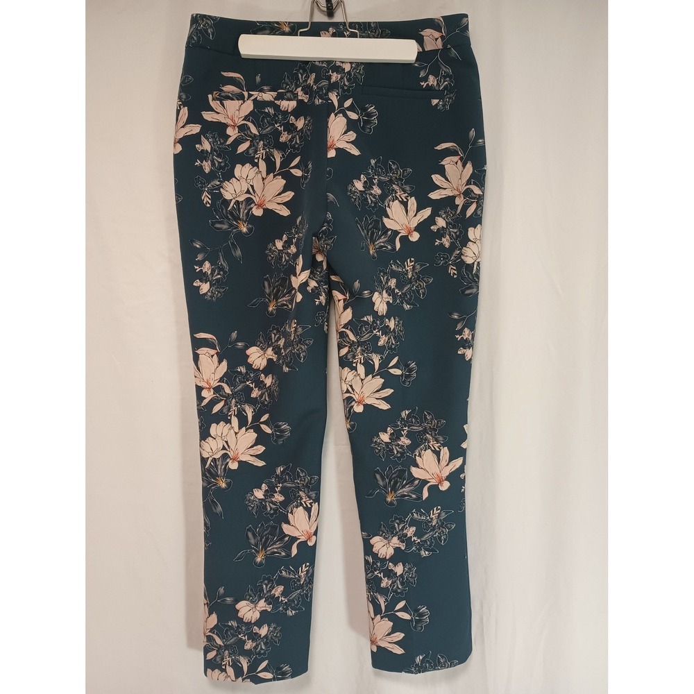 Cynthia Rowley Teal Floral Magnolia Print Ankle Dress Pants Trousers Womens 6 - Picture 4 of 8
